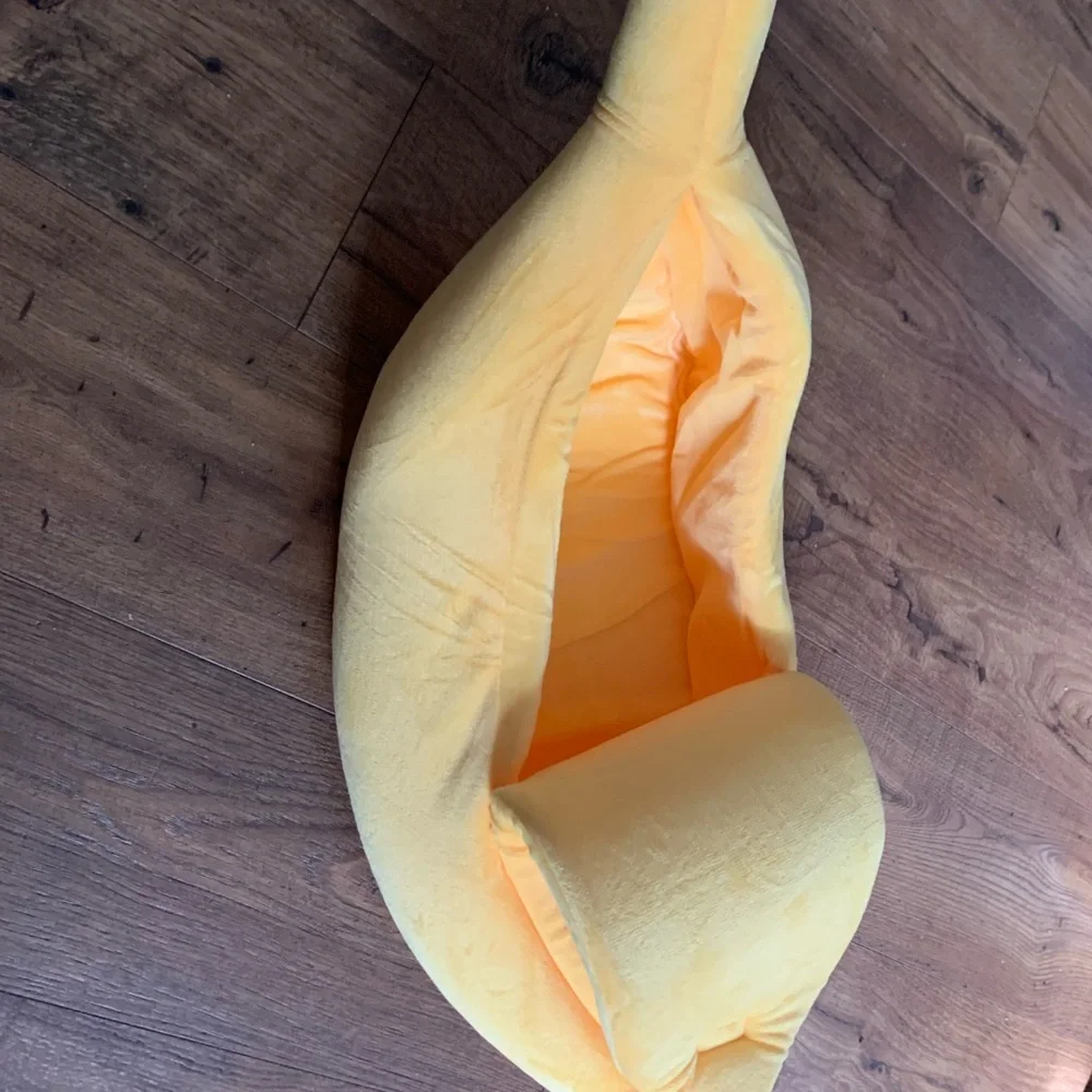 Yellow Banana Shaped Plush Cat Bed
